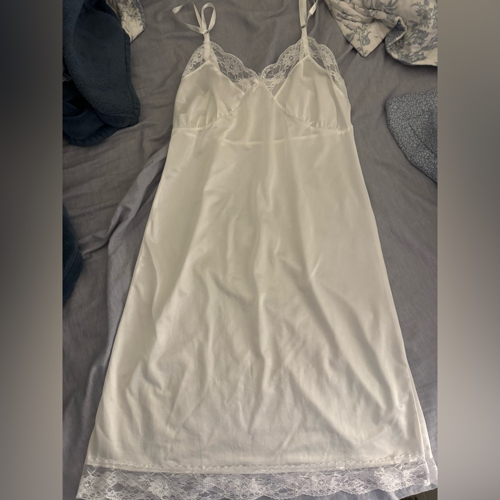 Long lace slip dress